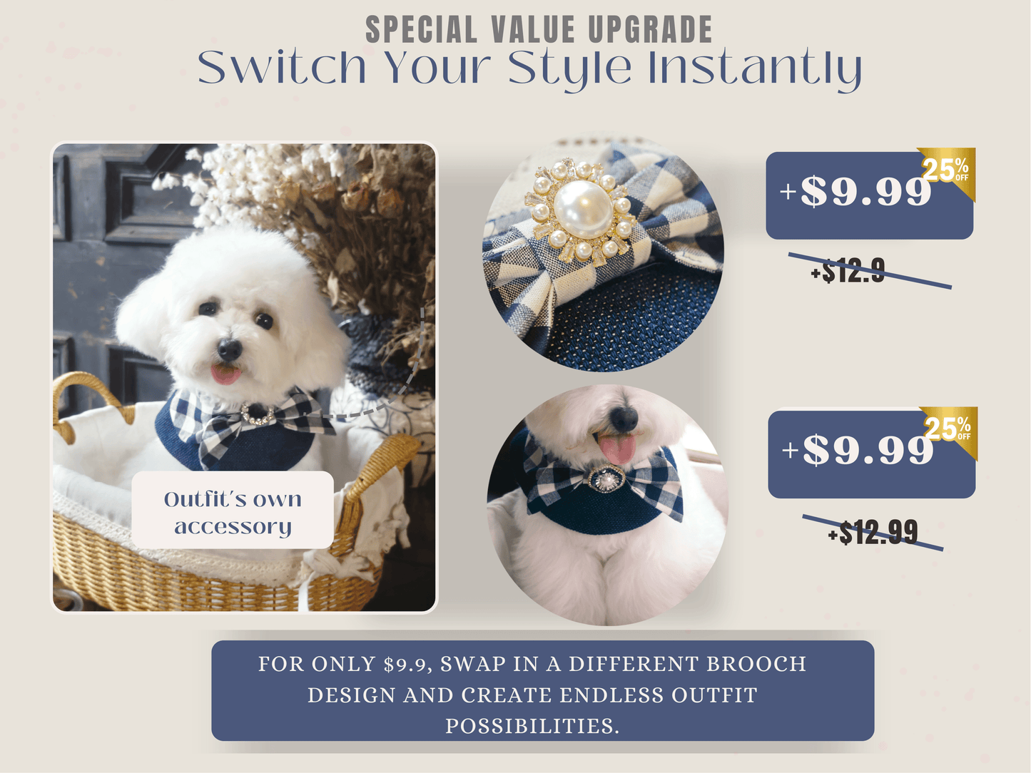 Jessie - Denim Bow Dog Cape | Western Charm & Stylish Design