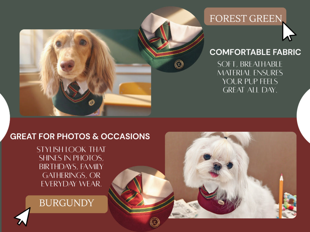 Ivy – Red & Green Preppy Dog Bandana | Stylish Occasion Wear