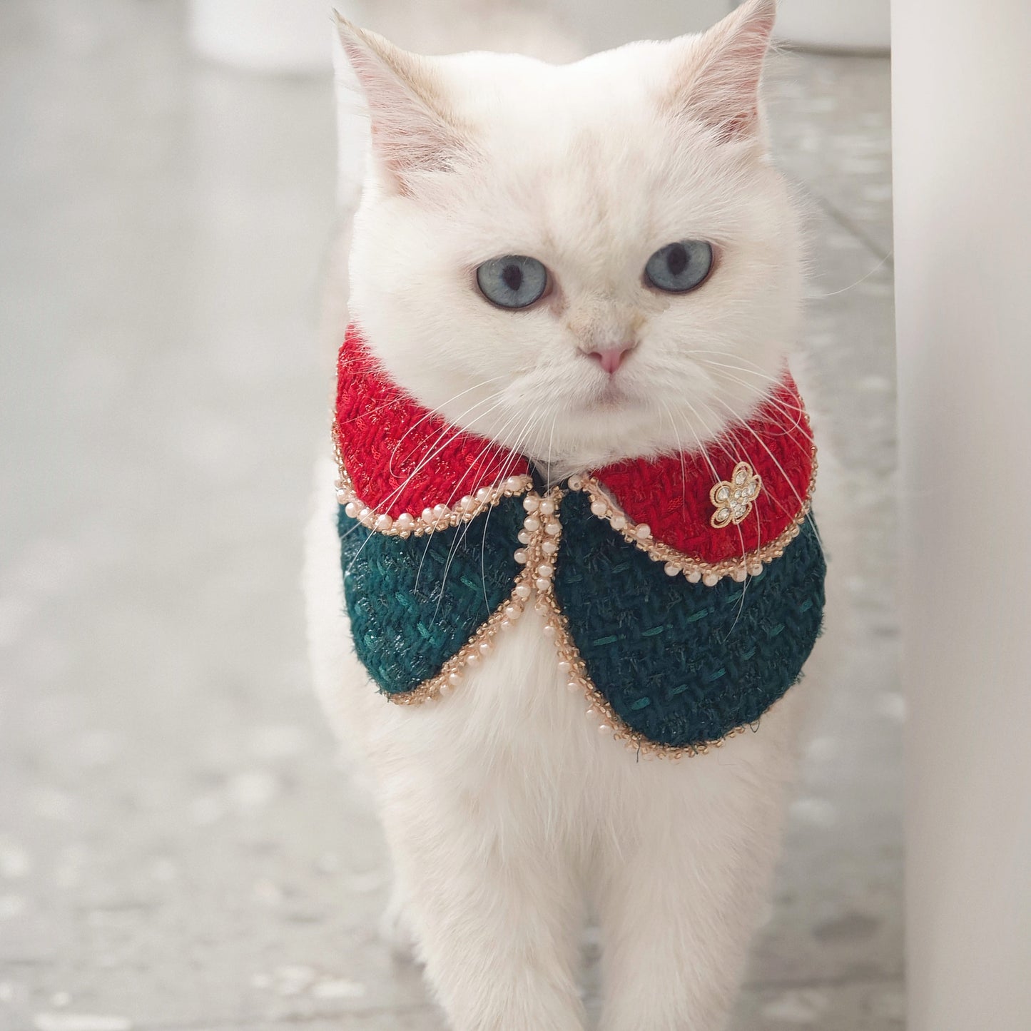 Merry -Handmade Red &Green Christmas Bandana with Interchangeable Brooch