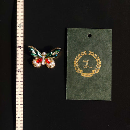 Festiva Wing – Red & Green Butterfly Brooch for Dogs | Holiday Party Accent