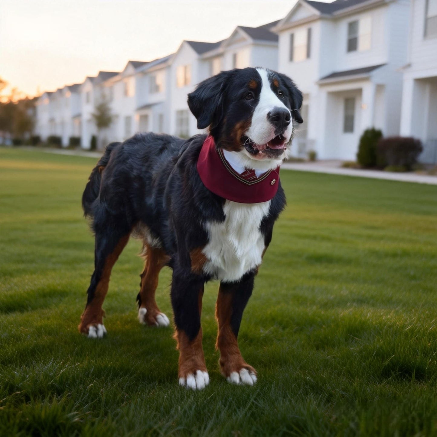 Ivy – Red & Green Preppy Dog Bandana | Stylish Occasion Wear