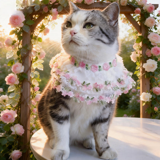 Susan – Handmade Easter Floral Lace Bandana for Cats and Dogs