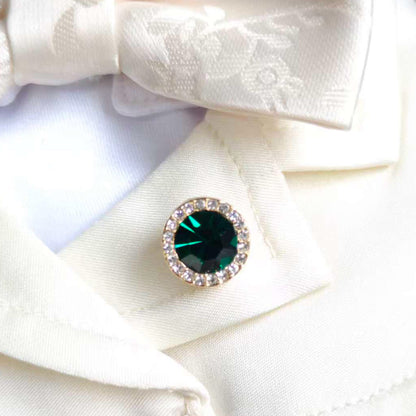 Evergem – Green Round Gem Brooch for Dogs | Classic Everyday Sparkle