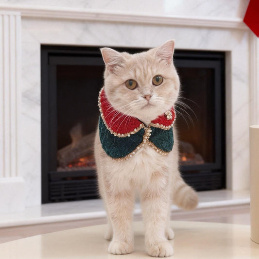 Merry -Handmade Red &Green Christmas Bandana with Interchangeable Brooch