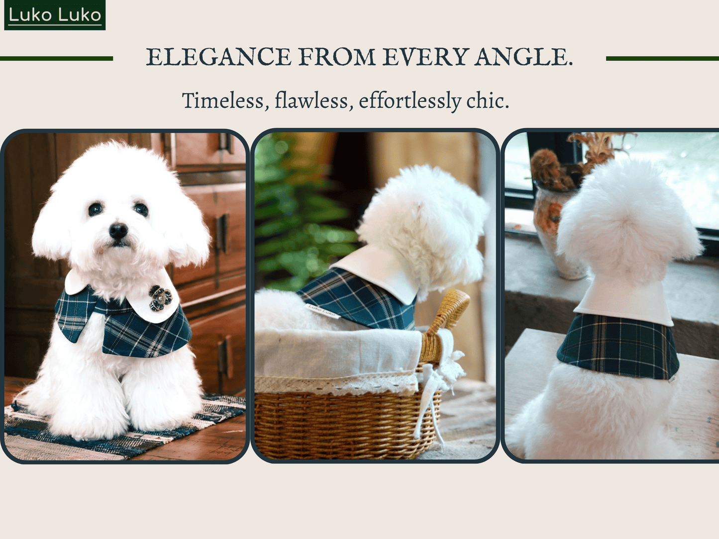 Evelyn - Green Plaid Dog Cape | Classic Elegance & Versatile Charm
