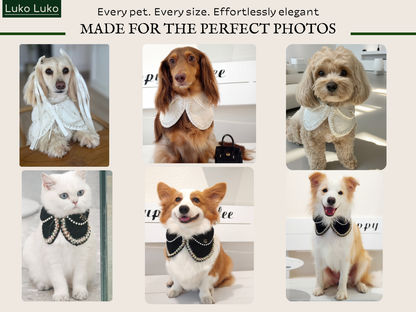 Jacqueline – Black & White Pearl Dog Jacket | Chic Formal Look