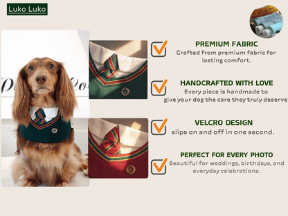 Ivy – Red & Green Preppy Dog Bandana | Stylish Occasion Wear