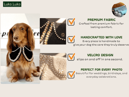 Jacqueline – Black & White Pearl Dog Jacket | Chic Formal Look