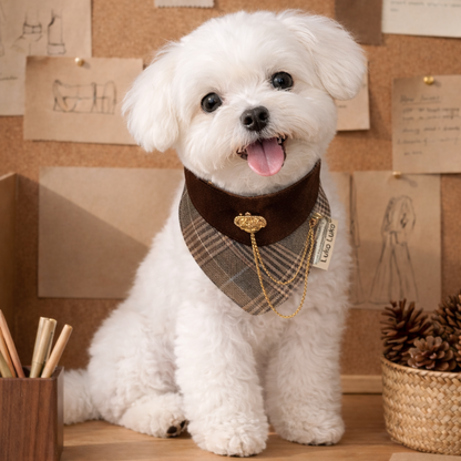 Pre-order|Chester – Handmade Old Money Plaid Bandana for Cats and Dogs