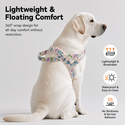 Floral Dog Harness Leash Set, Padded Adjustable Vest, Quick Release Buckle, Alloy O-Ring Webbing