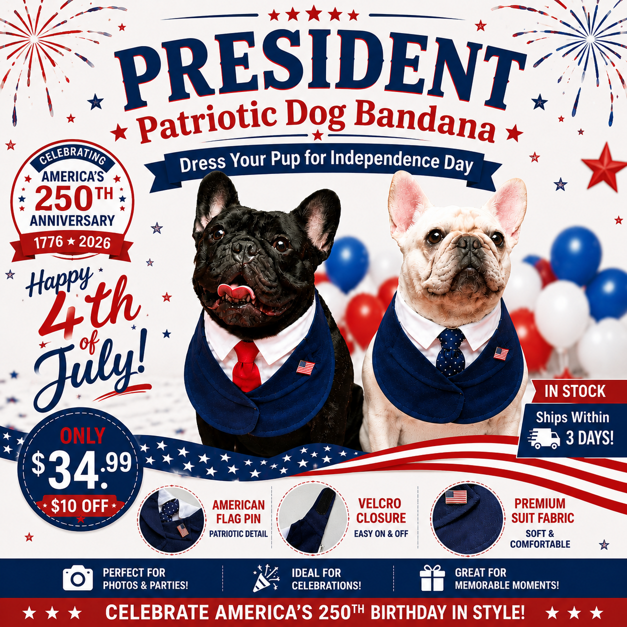President – Red & Blue Tie Dog Suit | Formal Style