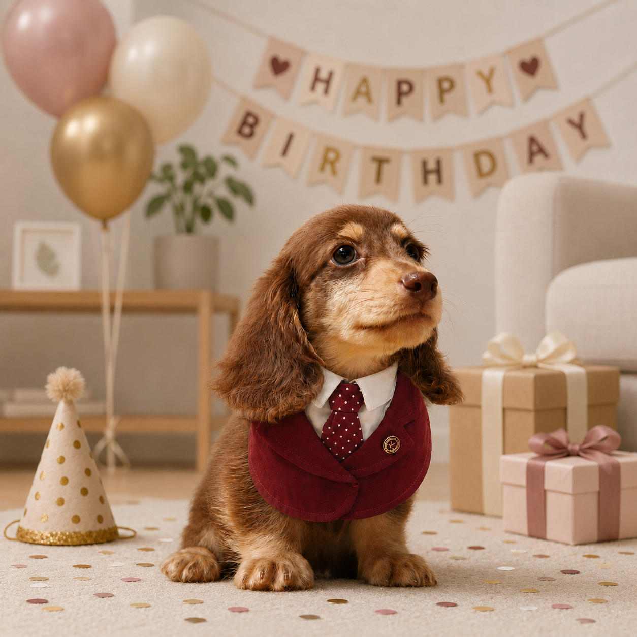 Windsor – Burgundy & Green Dog Suit | Elegant Outfit