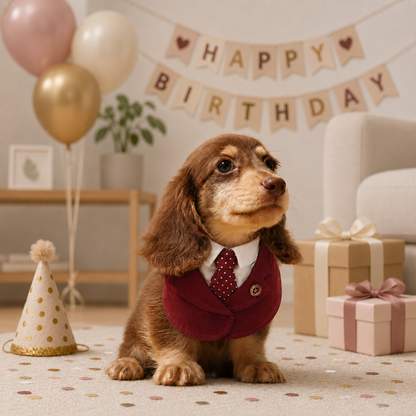Windsor – Burgundy & Green Dog Suit | Elegant Outfit