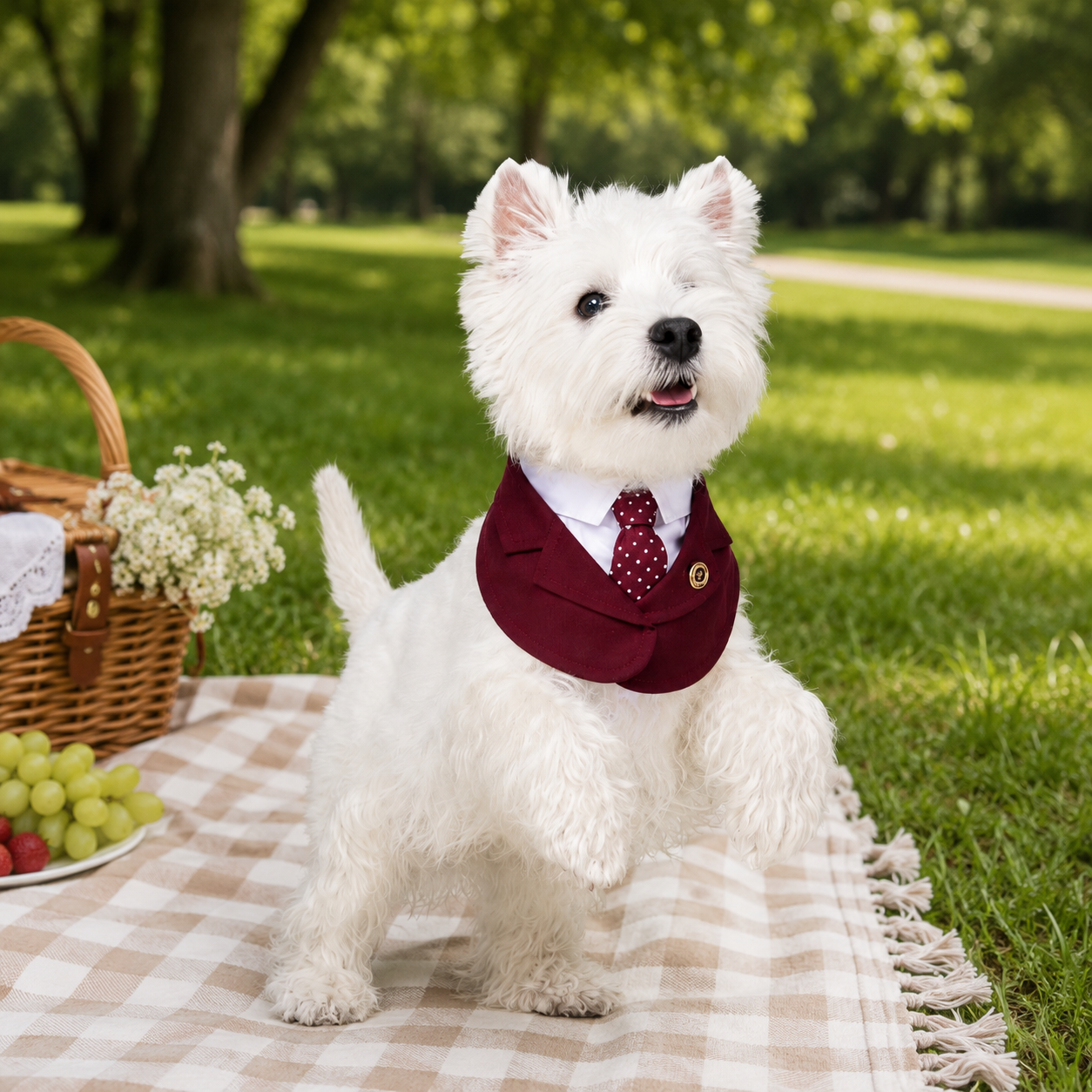 Windsor – Burgundy & Green Dog Suit | Elegant Outfit