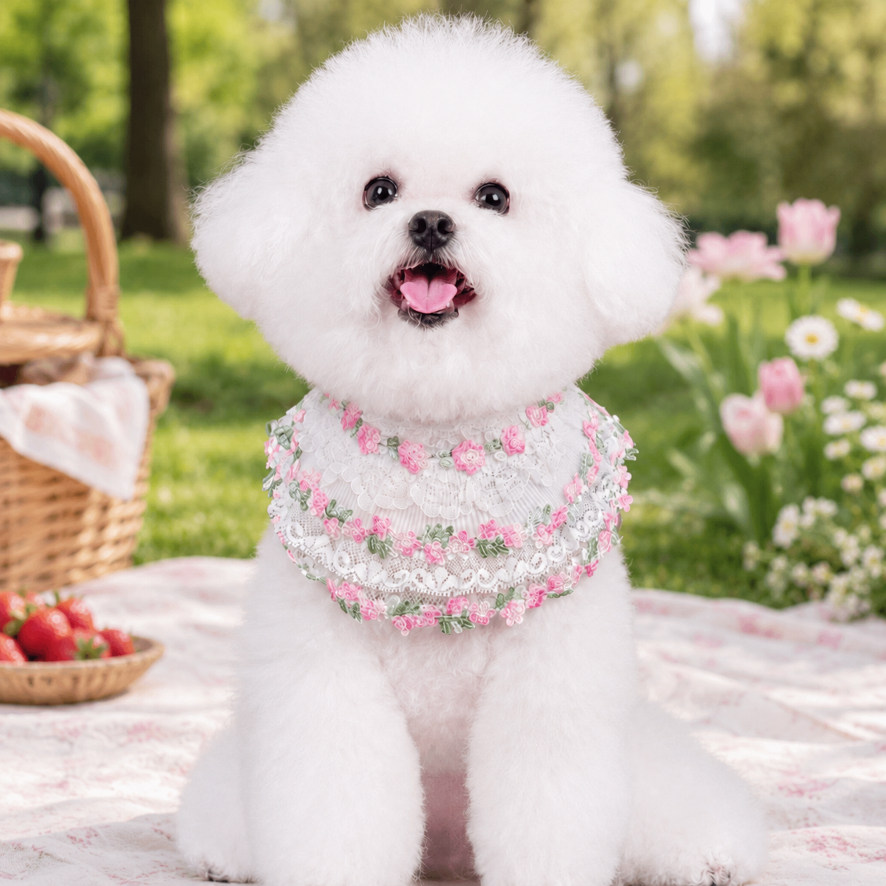 Susan – Handmade Easter Floral Lace Bandana for Cats and Dogs