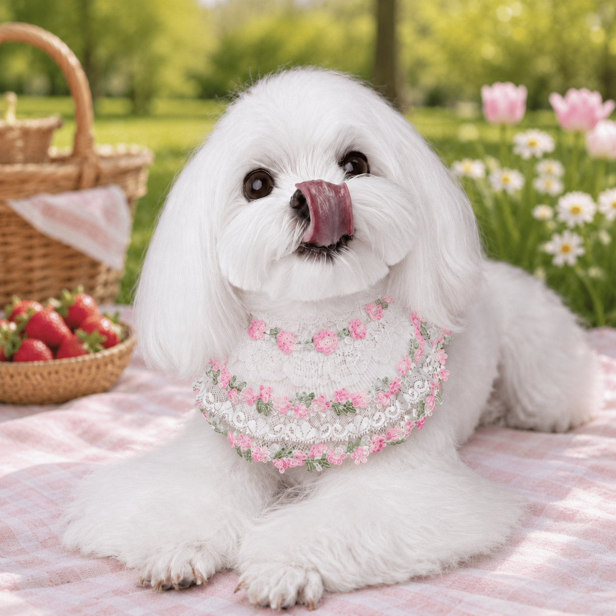 Susan – Handmade Easter Floral Lace Bandana for Cats and Dogs