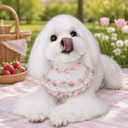 Susan – Handmade Easter Floral Lace Bandana for Cats and Dogs