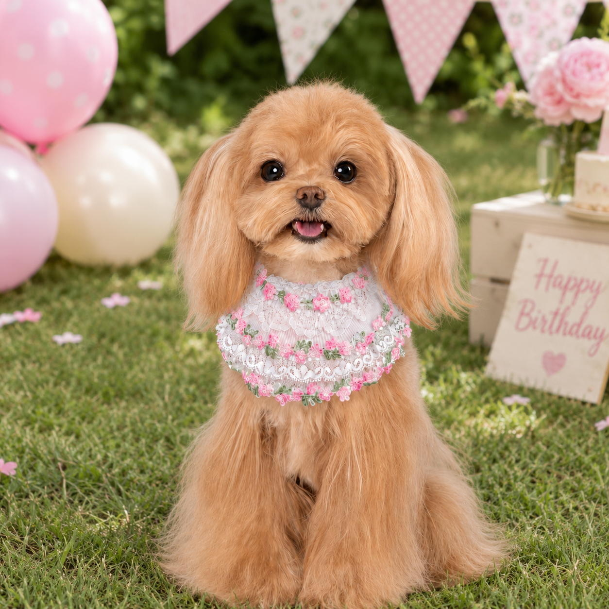 Susan – Handmade Easter Floral Lace Bandana for Cats and Dogs