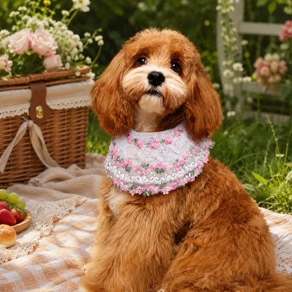 Susan – Handmade Easter Floral Lace Bandana for Cats and Dogs