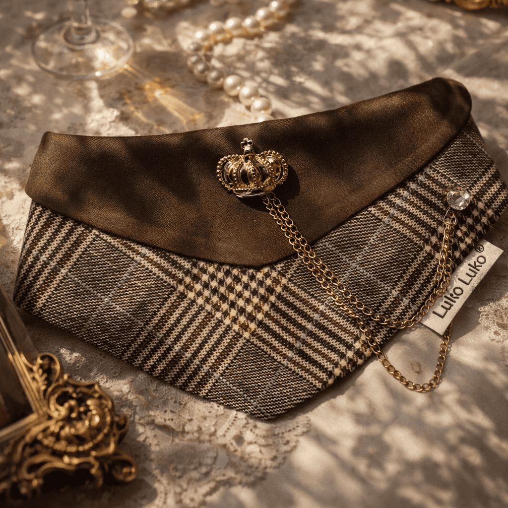 Pre-order|Chester – Handmade Old Money Plaid Bandana for Cats and Dogs