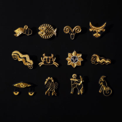 Vintage Zodiac Embroidered Brooch