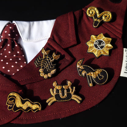 Vintage Zodiac Embroidered Brooch