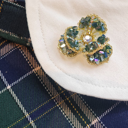 Emerald Veil – Handmade Crystal Flower Brooch | Refined Accent for Green Outfits
