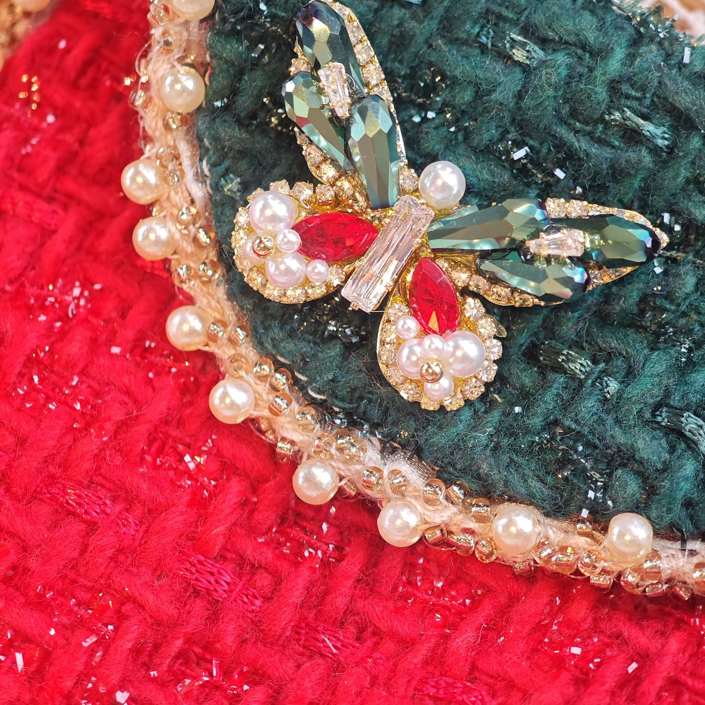 Festiva Wing – Red & Green Butterfly Brooch for Dogs | Holiday Party Accent