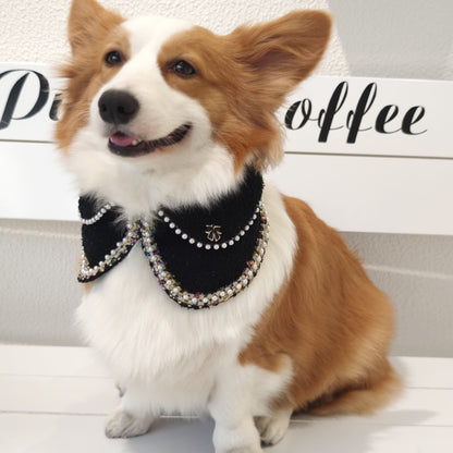 Jacqueline – Black & White Pearl Dog Jacket | Chic Formal Look