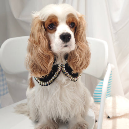 Jacqueline – Black & White Pearl Dog Jacket | Chic Formal Look