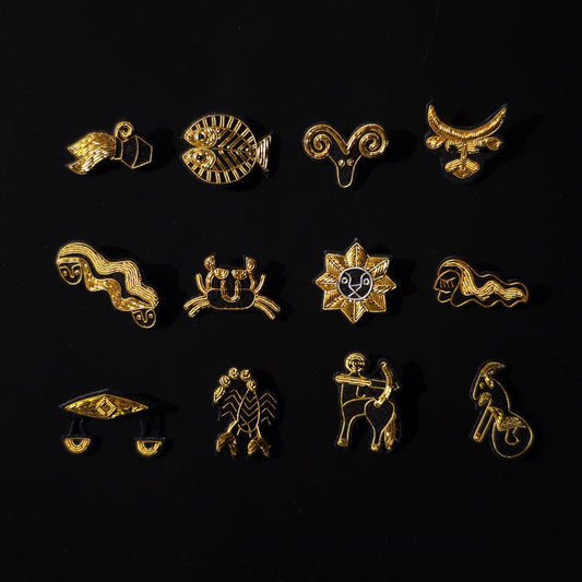 Vintage Zodiac Embroidered Brooch