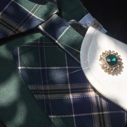 Evelyn - Green Plaid Dog Cape | Classic Elegance & Versatile Charm