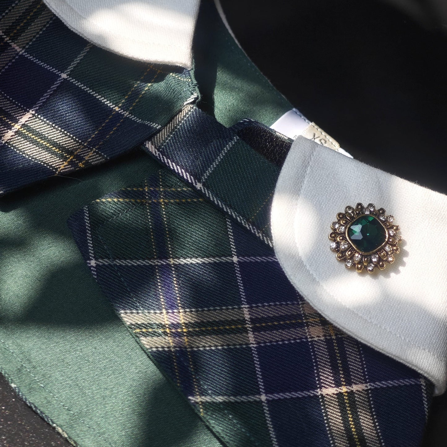 Evelyn - Green Plaid Dog Cape | Classic Elegance & Versatile Charm