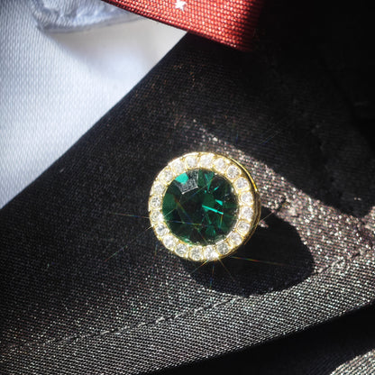 Evergem – Green Round Gem Brooch