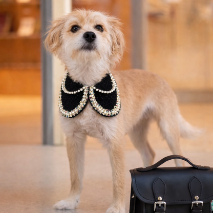 Jacqueline – Black & White Pearl Dog Jacket | Chic Formal Look
