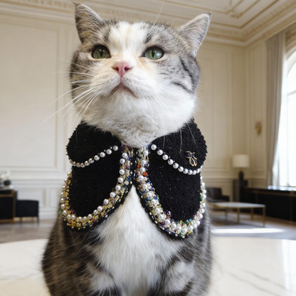 Jacqueline – Black & White Pearl Dog Jacket | Chic Formal Look