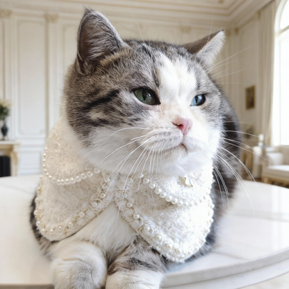 Jacqueline – Black & White Pearl Dog Jacket | Chic Formal Look