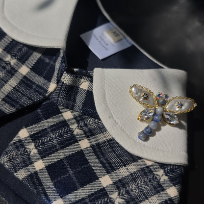 Azure Dragonfly - Pearl & Crystal dragonfly Brooch