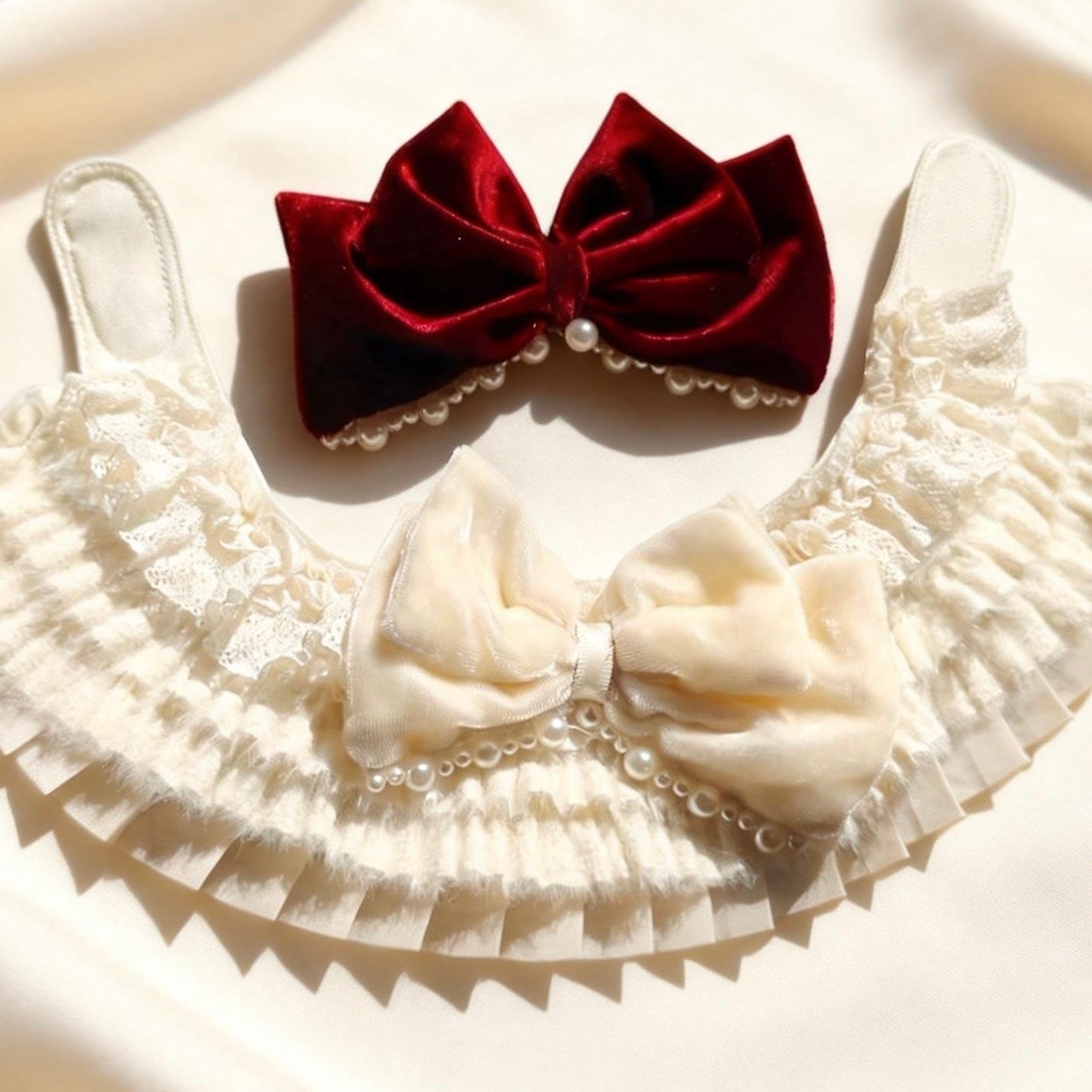 Barbara – Sweet Valentine Elegance Lace Collar with Bow Options