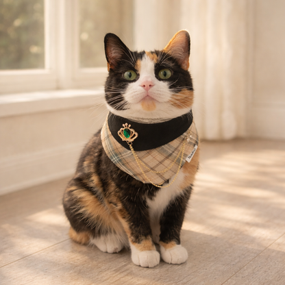 Pre-order|Elizabeth – Handmade Regal Plaid Bandana for Cats and Dogs