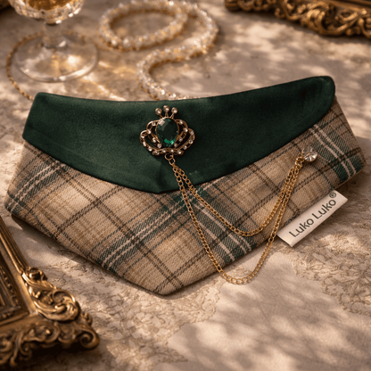 Pre-order|Elizabeth – Handmade Regal Plaid Bandana for Cats and Dogs