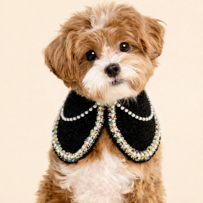 Jacqueline – Black & White Pearl Dog Jacket | Chic Formal Look