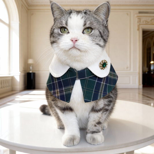 Evelyn - Green Plaid Dog Cape | Classic Elegance & Versatile Charm