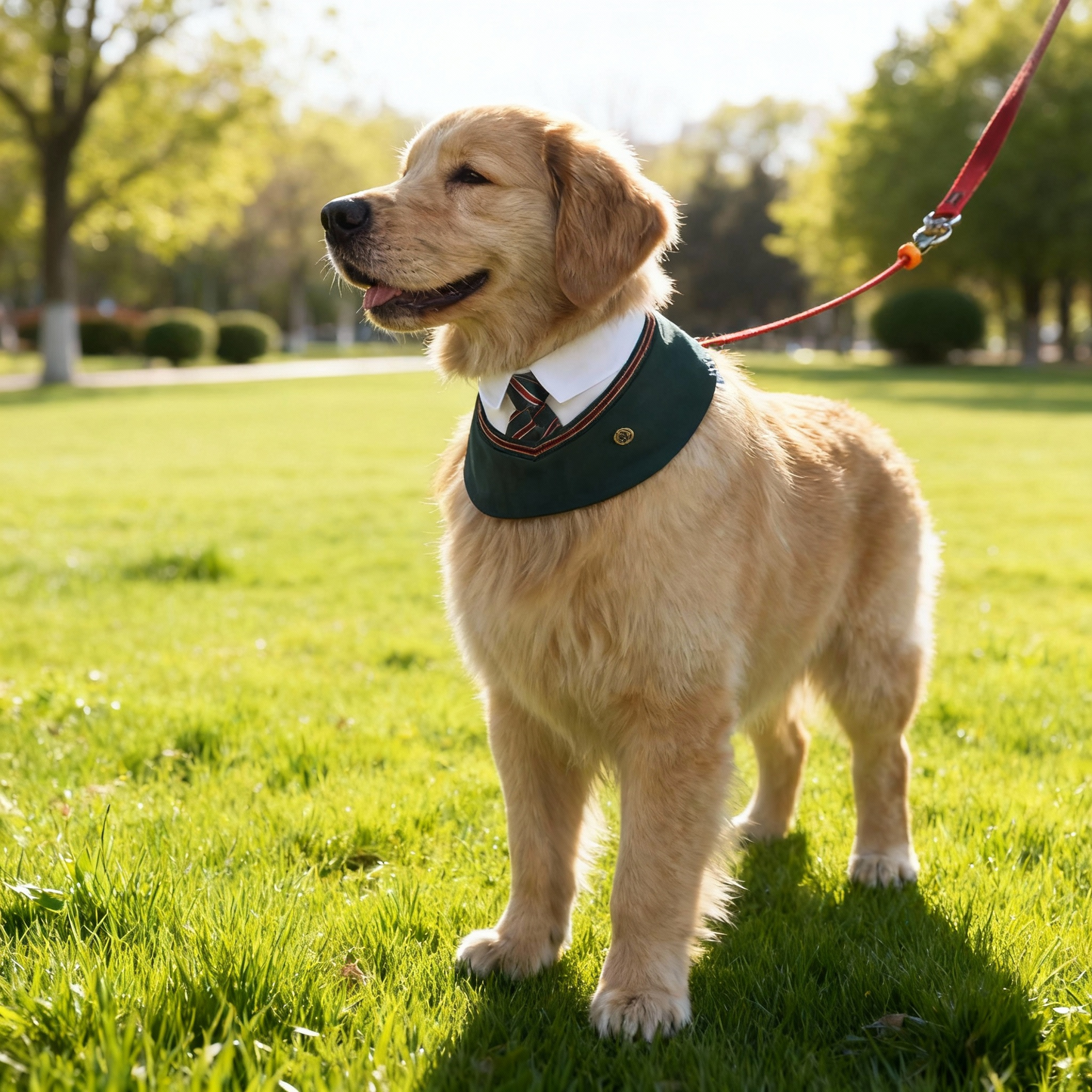 Ivy – Red & Green Preppy Dog Bandana | Stylish Occasion Wear