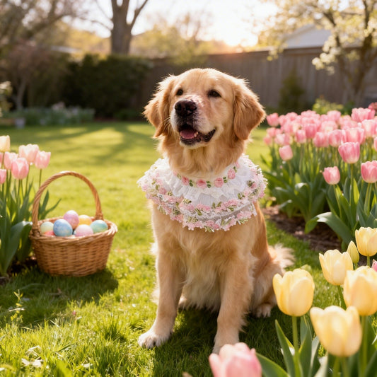 Susan – Handmade Easter Floral Lace Bandana for Cats and Dogs
