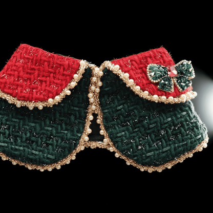 Merry -Handmade Red &Green Christmas Bandana with Interchangeable Brooch