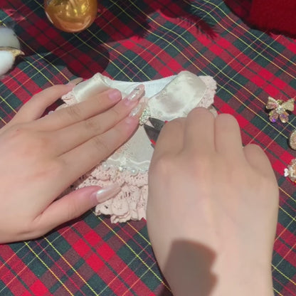 Blushing Bow – Handmade Glass & Pearl Brooch | Elegant Feminine Sparkle