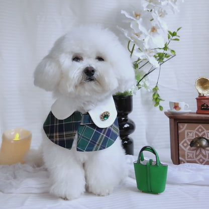 Evelyn - Green Plaid Dog Cape | Classic Elegance & Versatile Charm