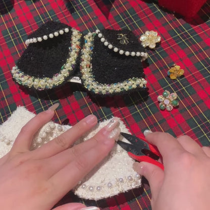 Belle Papillon – Pearl & Champagne Crystal Butterfly Brooch for Dogs | Elegant Couture Accent