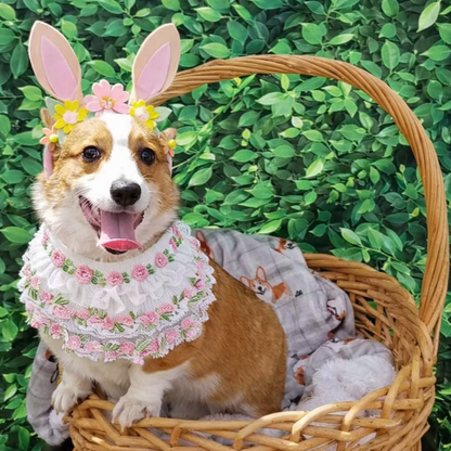 Susan – Handmade Easter Floral Lace Bandana for Cats and Dogs